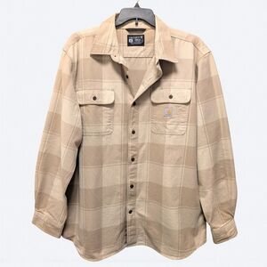 Carhartt Tan Plaid Loose Fit Button-Up Shirt Men's XL